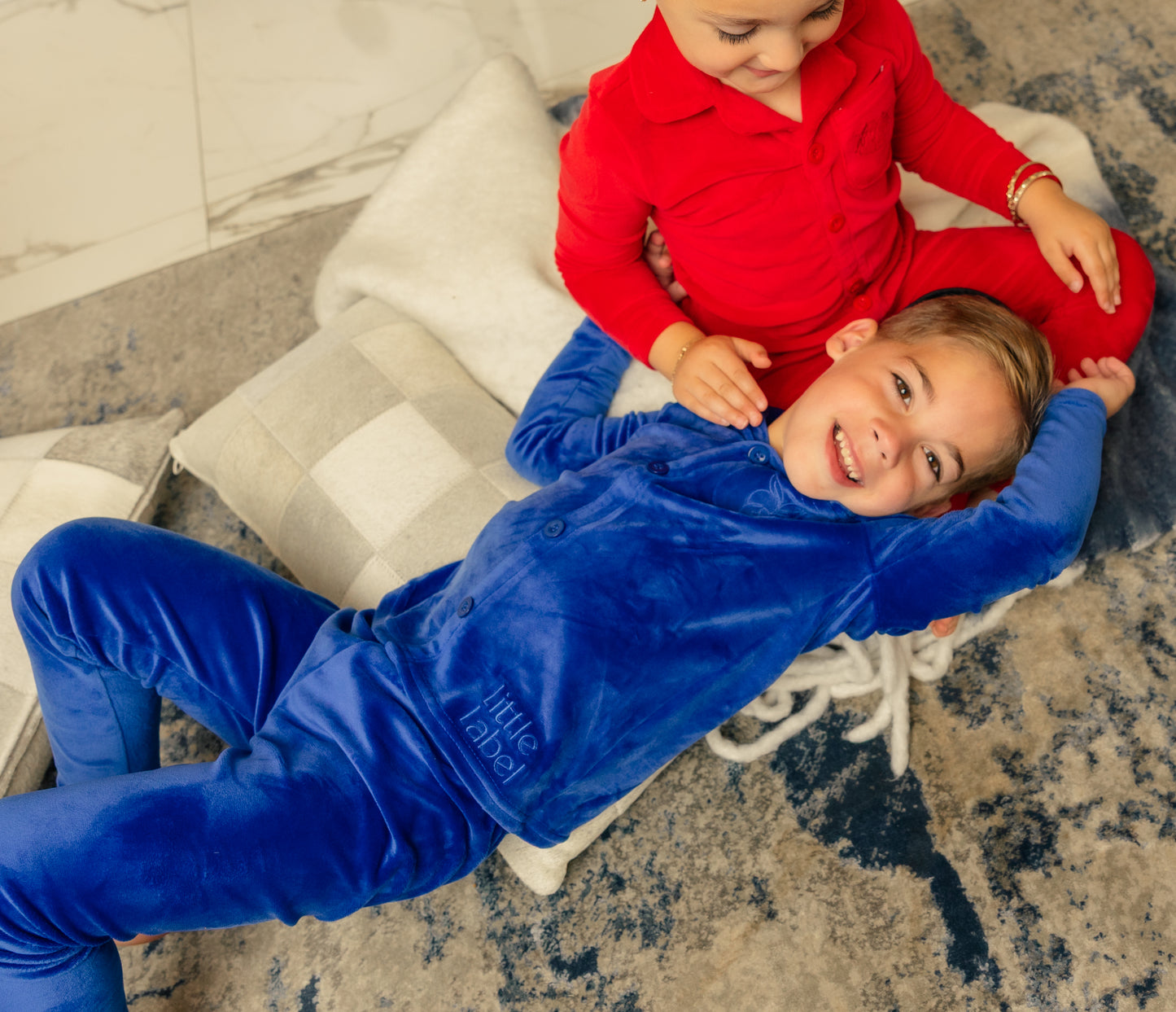 Velour Pocket Embroidered Grandpa Pajama Boys