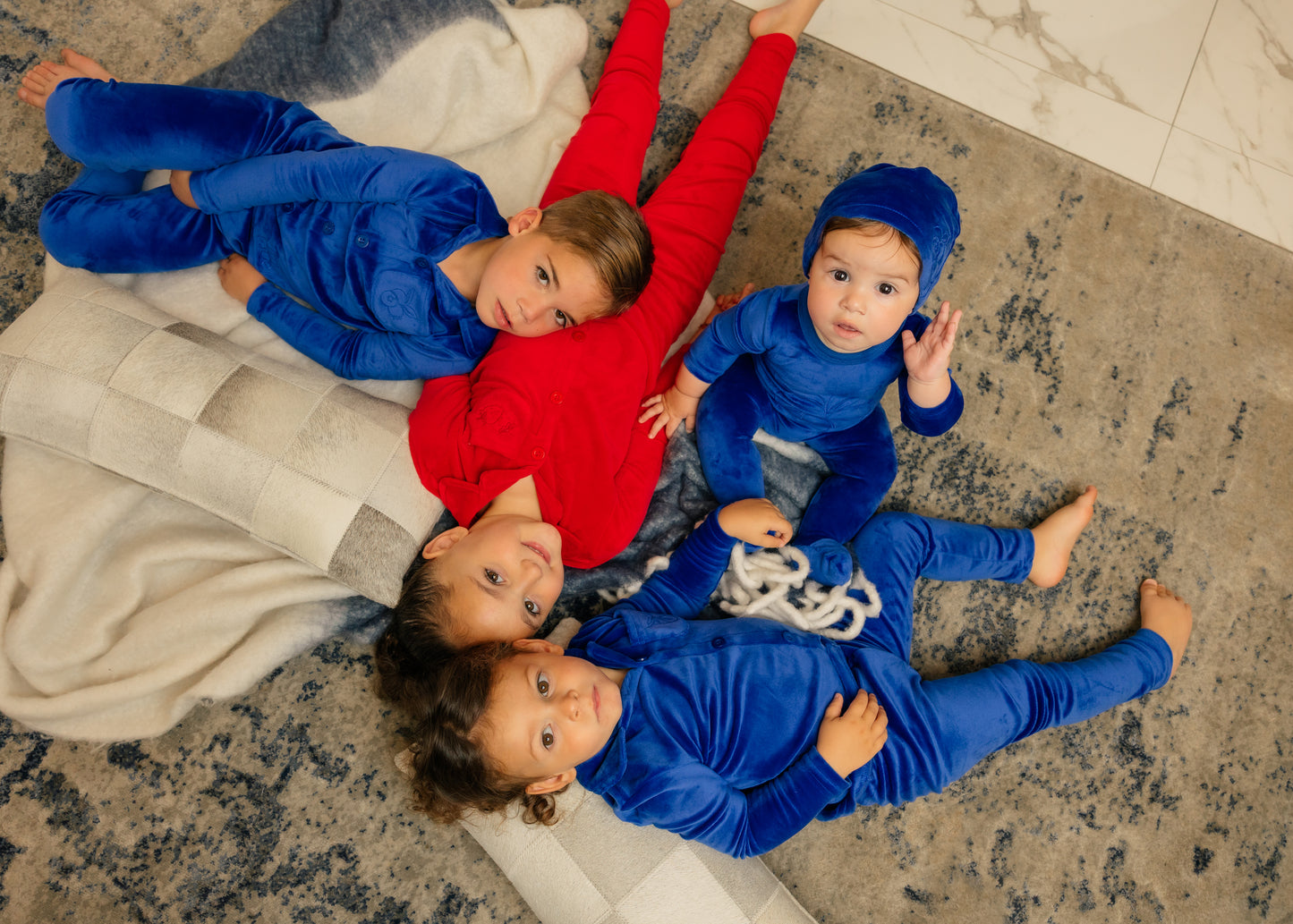 Velour Pocket Embroidered Grandpa Pajama Girls