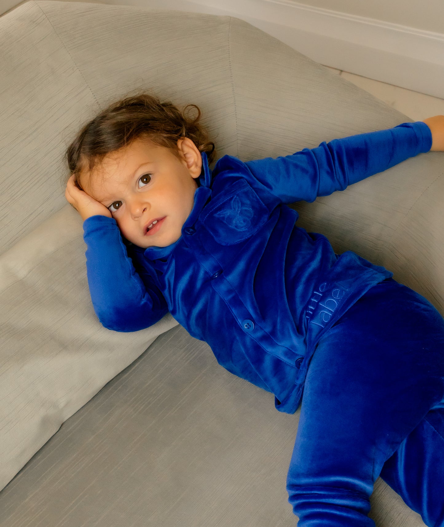 Velour Pocket Embroidered Grandpa Pajama Boys