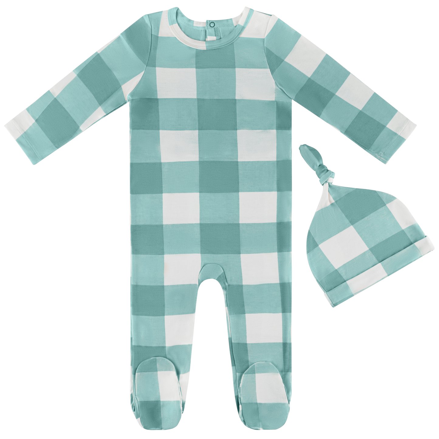 Large Plaid Footie & Hat Boys