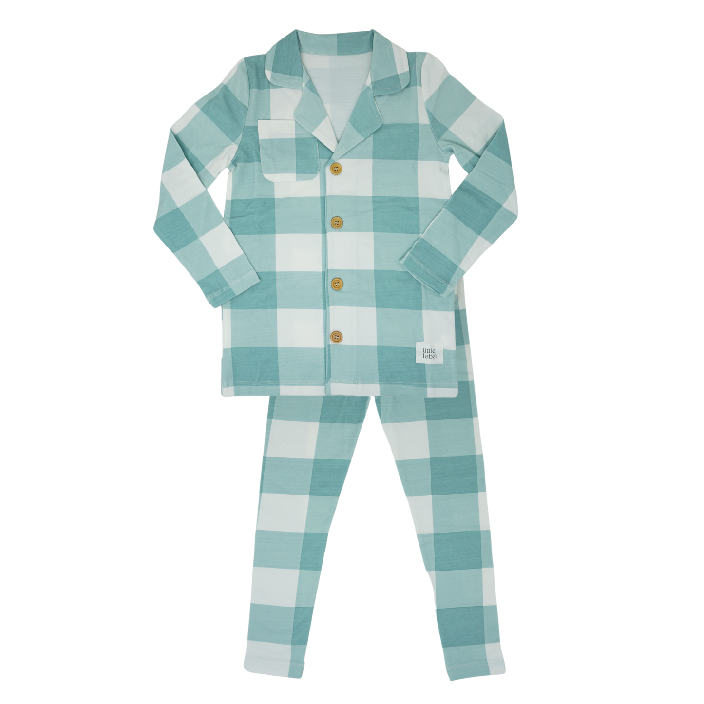 Large Plaid Grandpa Collar Pajama - Boys
