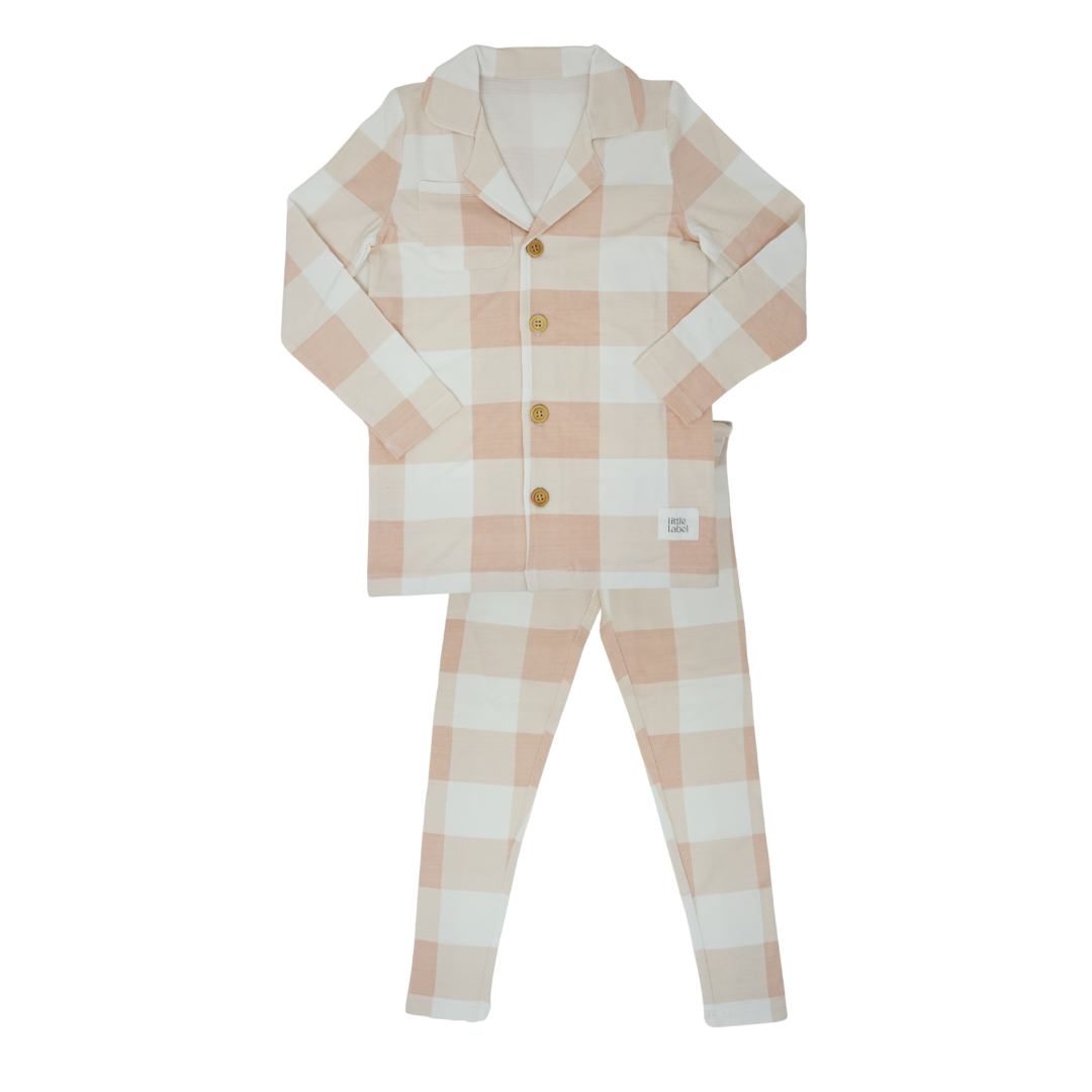 Large Plaid Grandpa Collar Pajama - Girls