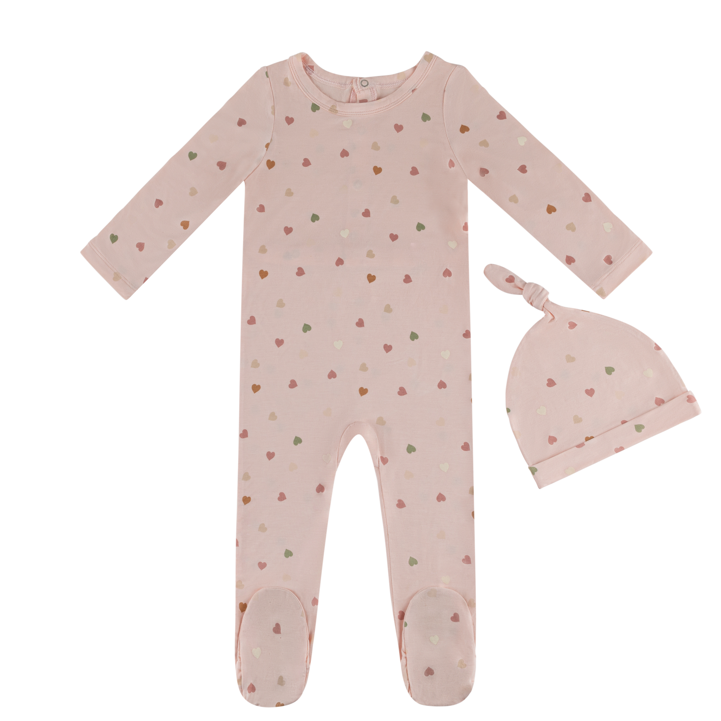 Hearts Printed Footie & Hat