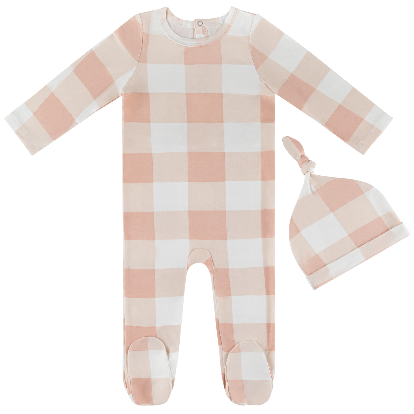 Large Plaid Footie & Hat Girls