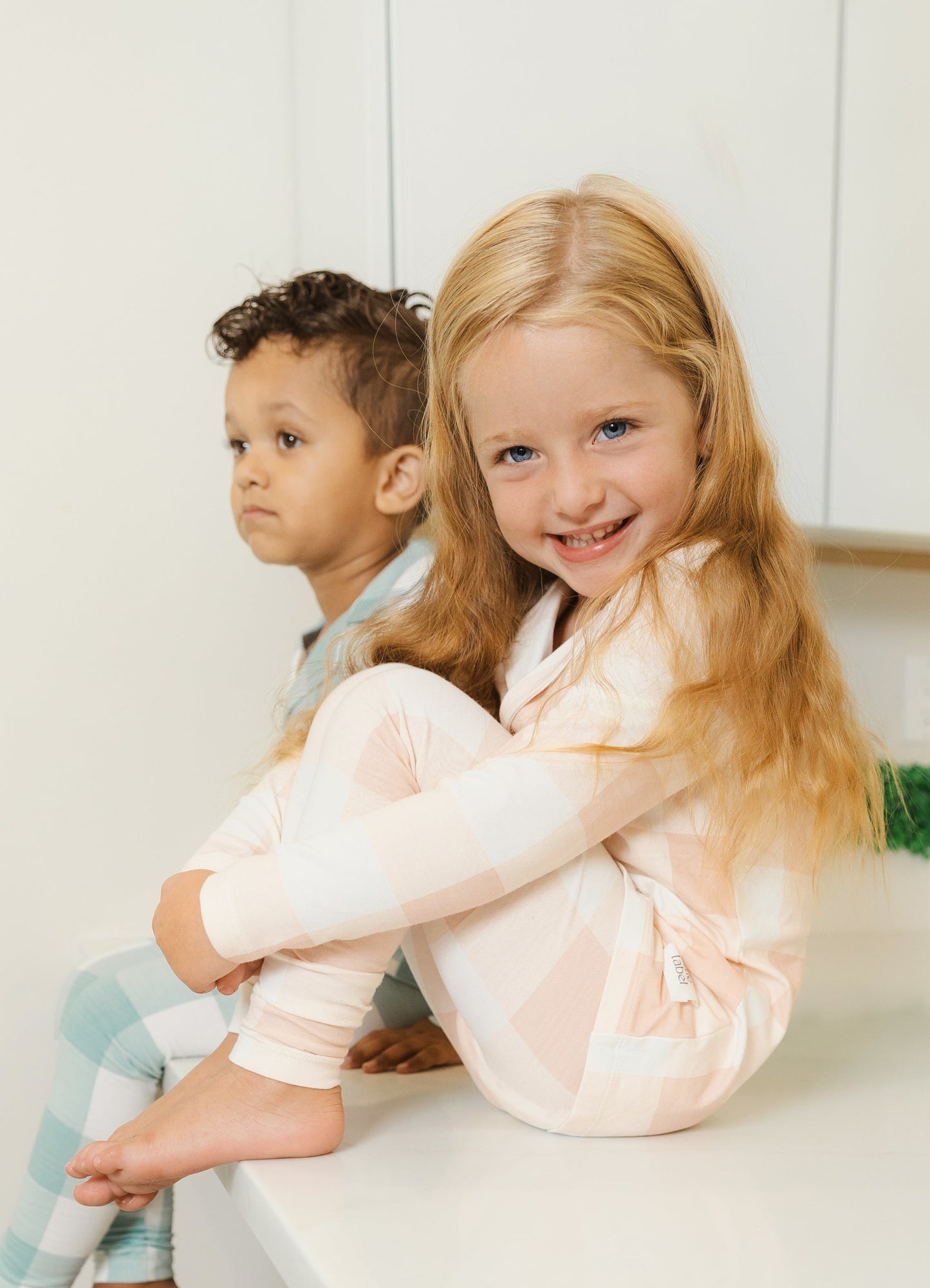 Large Plaid Grandpa Collar Pajama - Girls