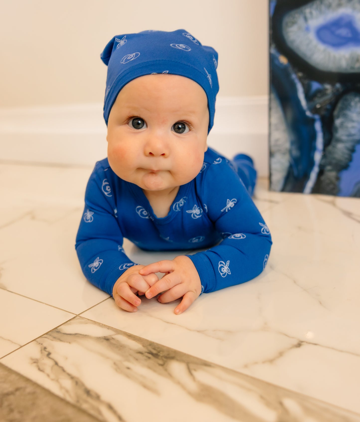Bamboo All Over Print Baby Footie Set Blueberries