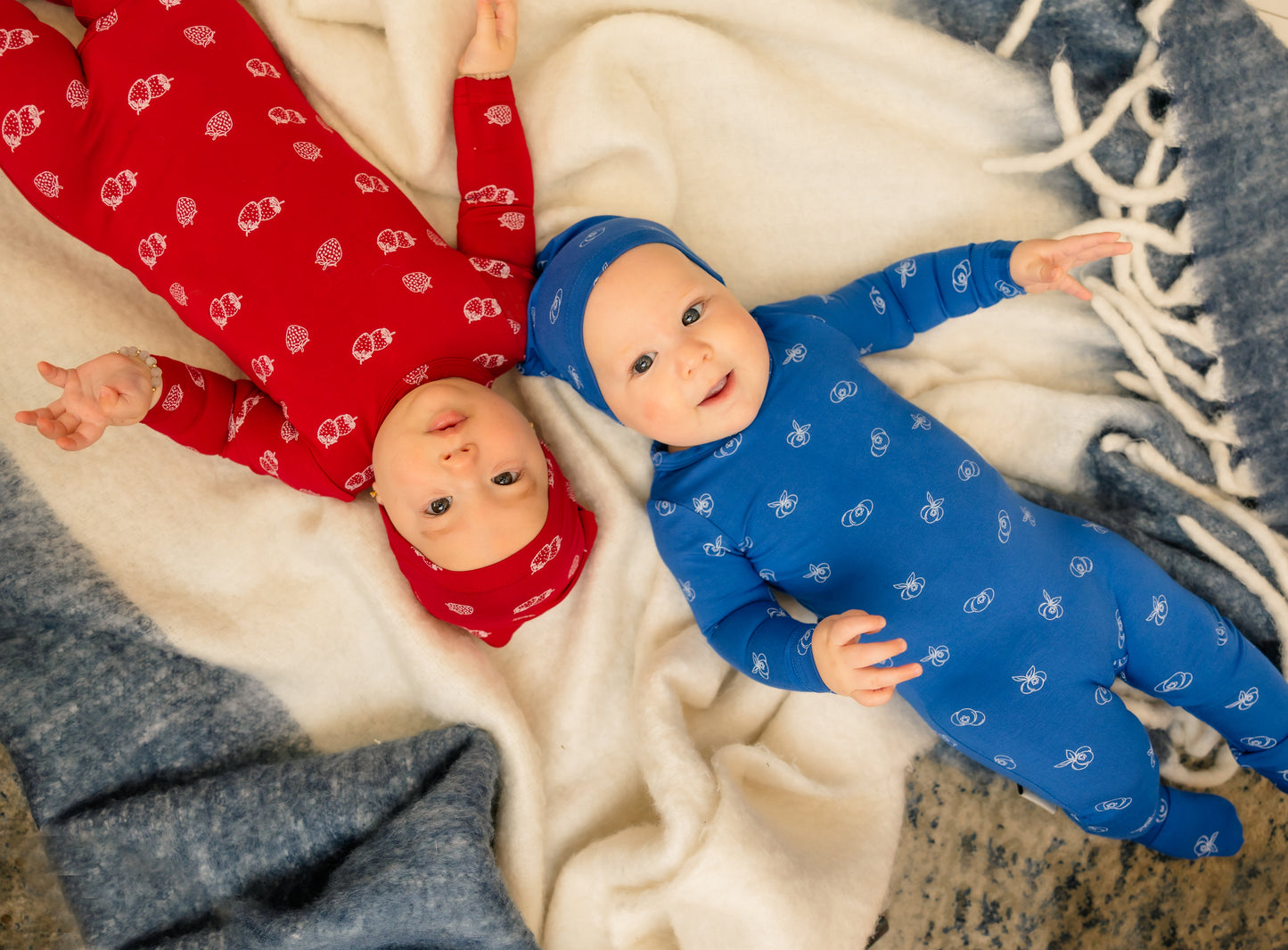 Bamboo All Over Print Baby Footie Set Blueberries