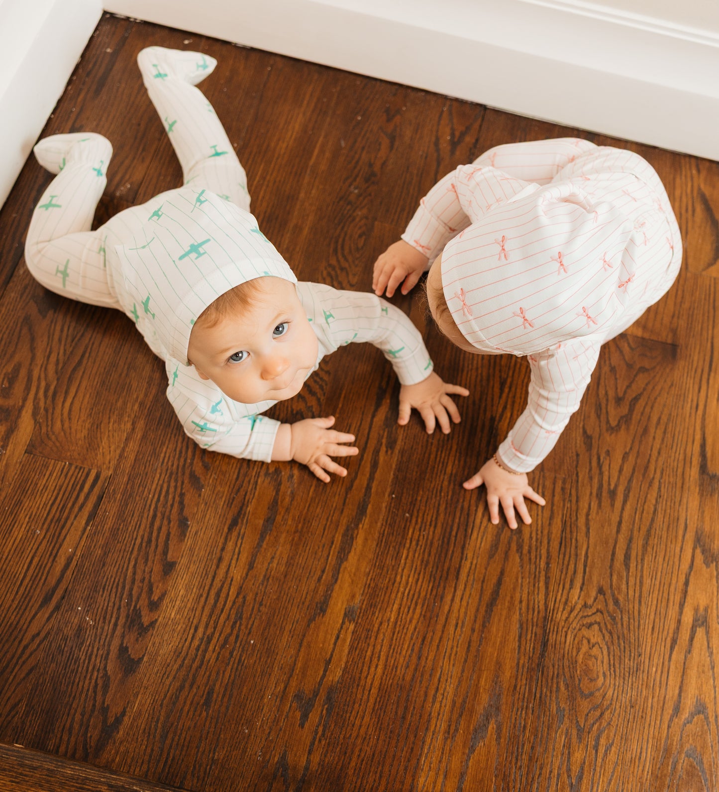 Blue Airplane Printed Footie & Hat Set
