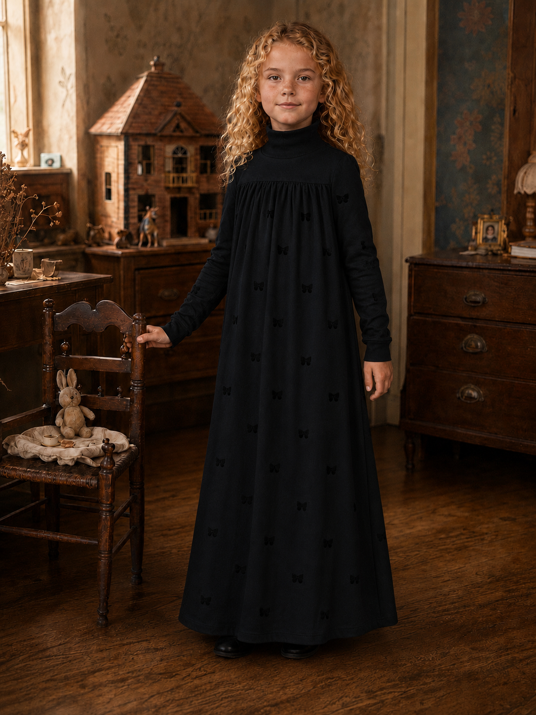Long Maxi All Over Bow Print Robe