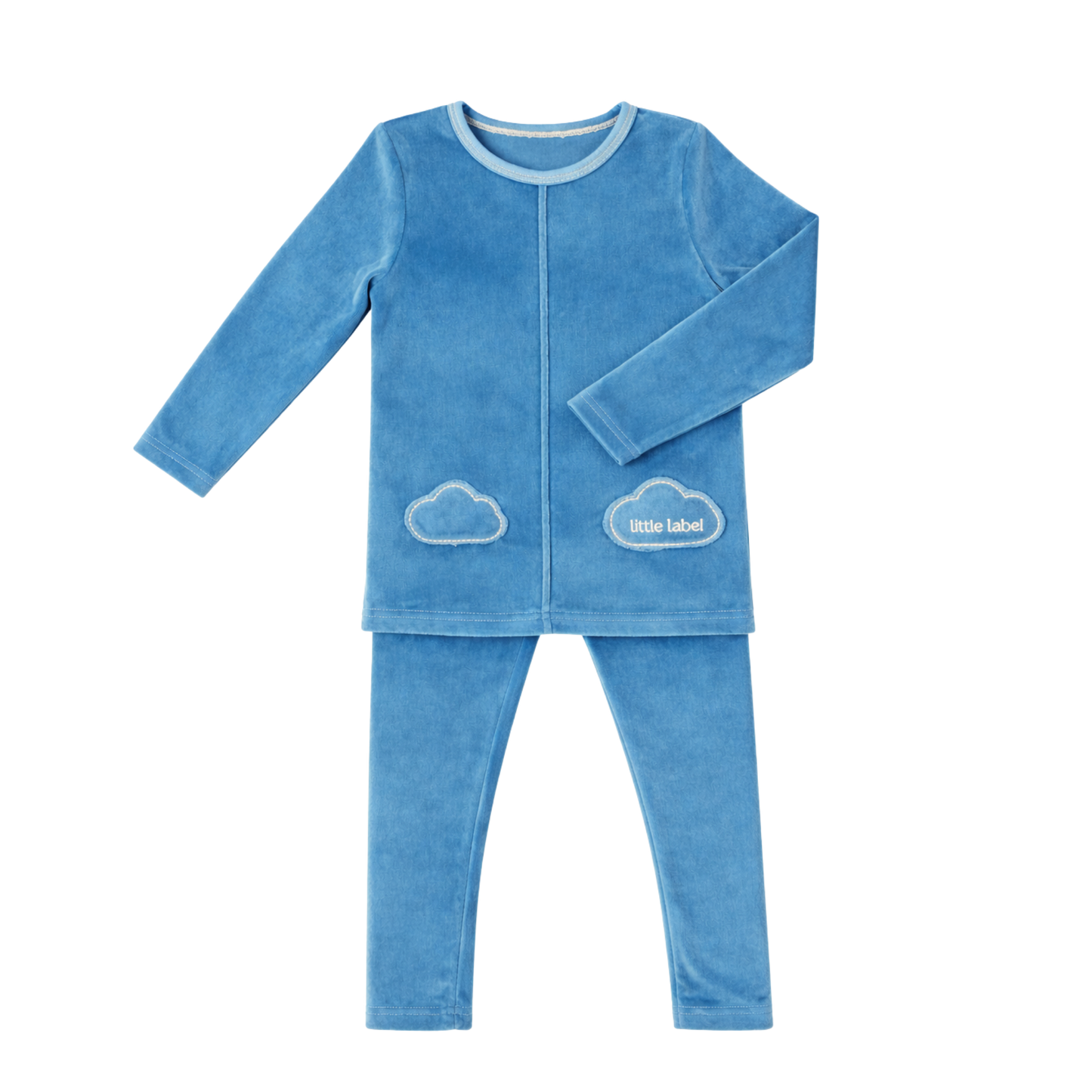 Blue Velour Cloud Pocket Pajama