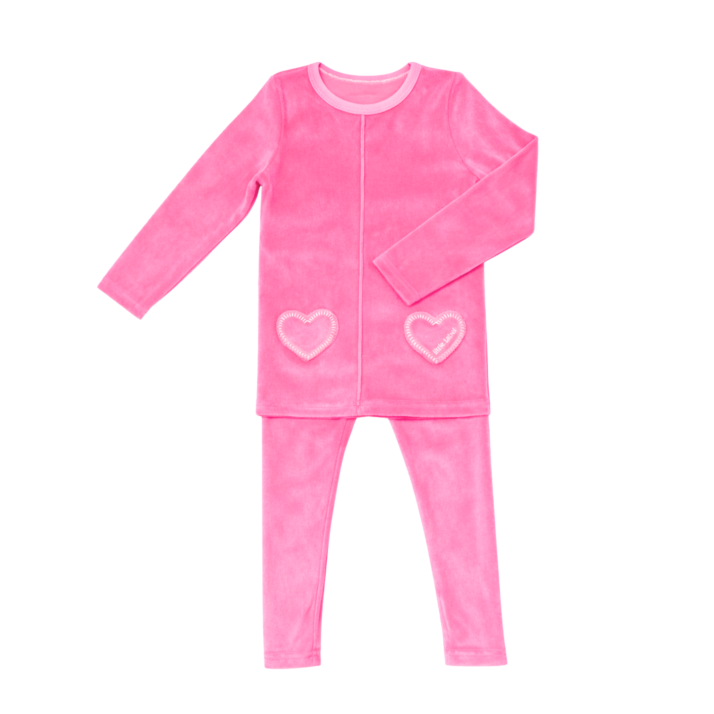 Hot Pink Velour Heart Pocket Pajama